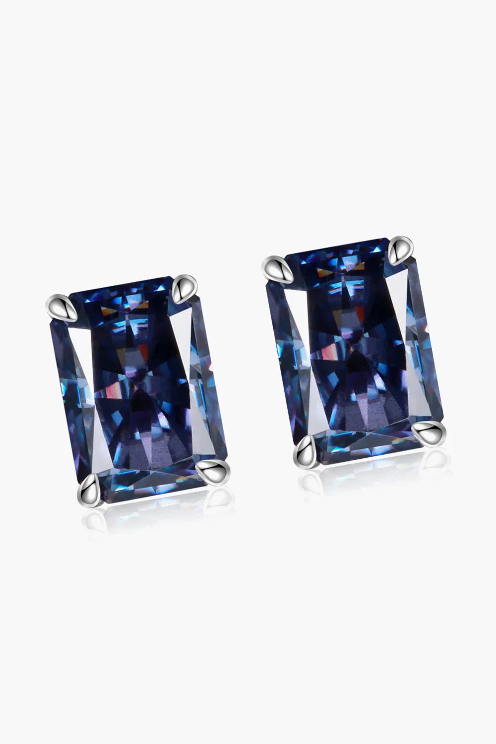 2 Carat Rectangle Moissanite 4-Prong Stud Earrings - VAleG