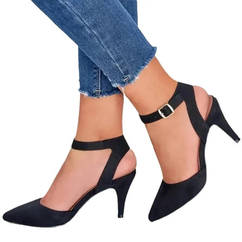 Pointed-toe Square Buckle Shoes High Heels Fashion - VAleG