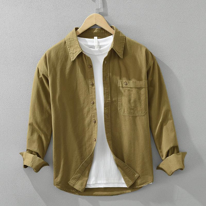 Japanese Style Simple Long Sleeve Shirt Men's New Fashion Casual - VAleG