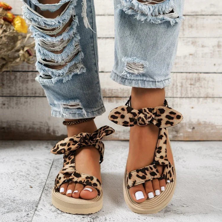 Beach Velcro Bow Plus Size Sandals - VAleG