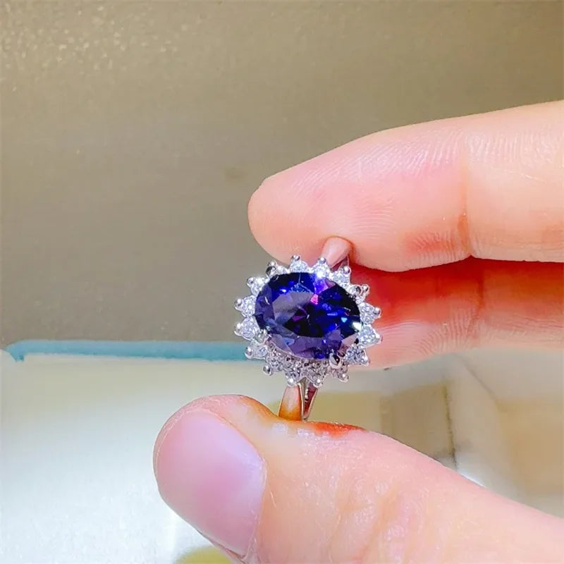 2 Carat 925 Sterling Silver Oval Moissanite Ring - VAleG
