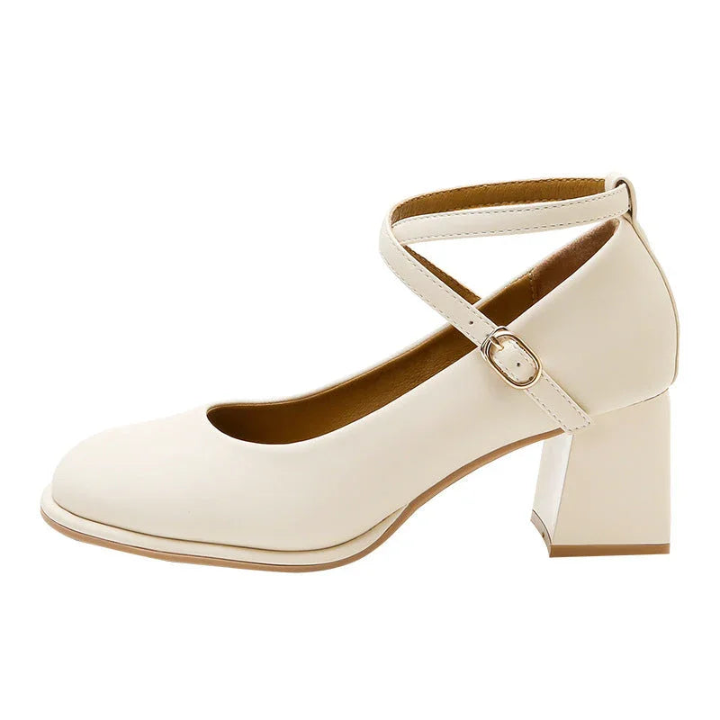 Women's Chunky Heel High Heel Shoes Strap - VAleG