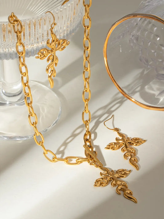 18K Gold-Plated Stainless Steel Cross Necklace - VAleG