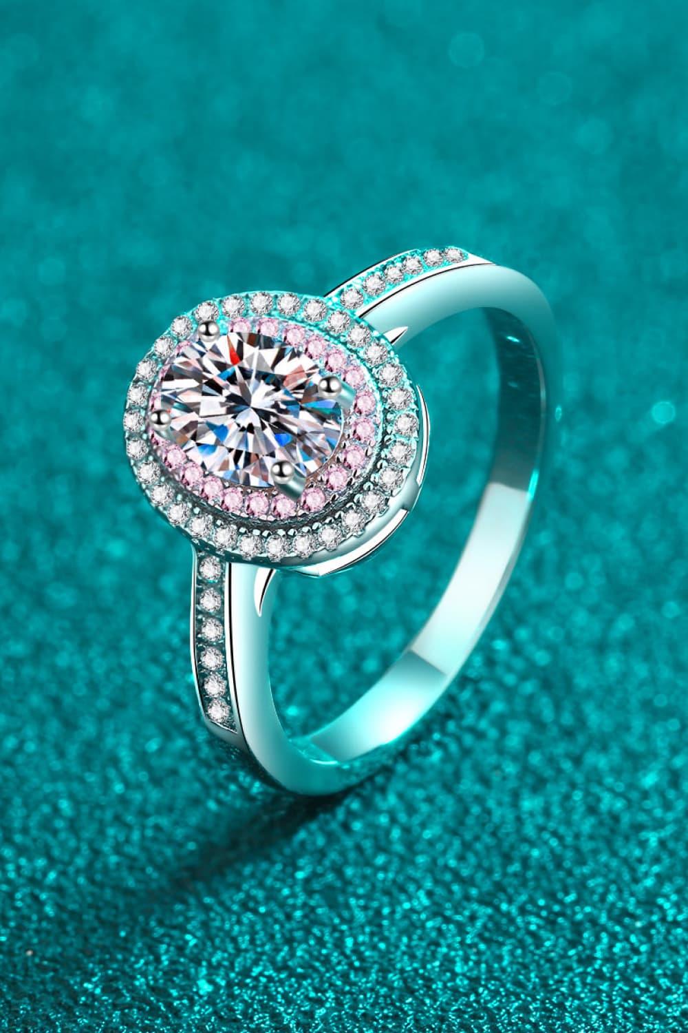 1 Carat Moissanite 925 Sterling Silver Halo Ring - VAleG