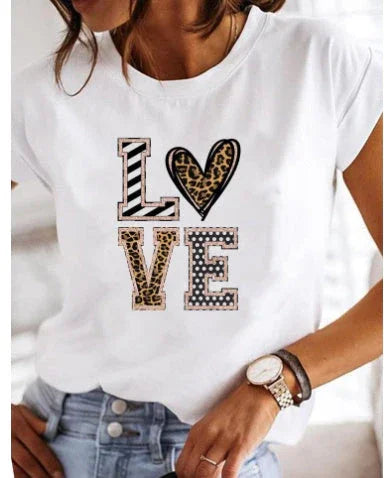 Women's Fashion Printed Short-sleeved T-shirt - VAleG