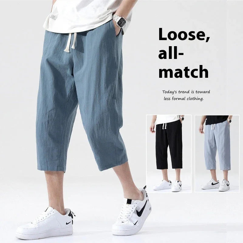 Loose Men's Korean-style Plus Size Cotton And Linen - VAleG