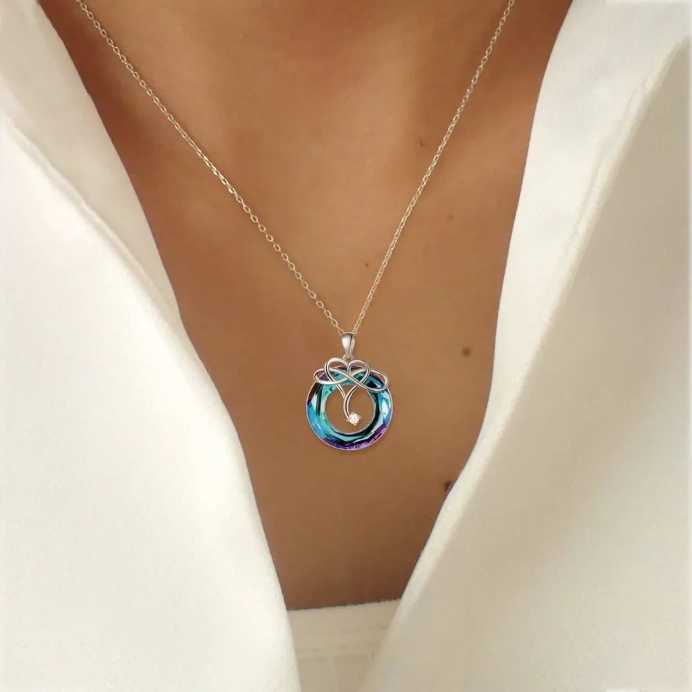 925 Sterling Silver Natural Crystal Pendant Necklace - VAleG
