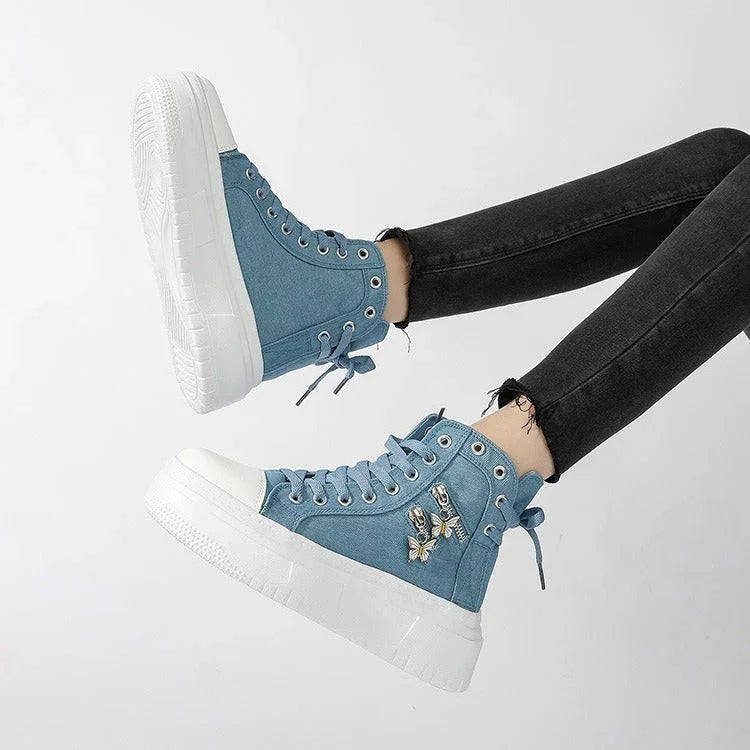 New Outdoor All-matching Butterfly Zipper Canvas Shoes - VAleG