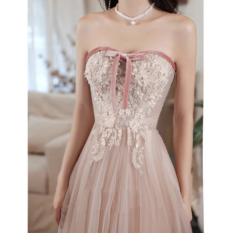Elegant Tube Lace Sequined Ball Gown Pageantry Gown Prom gown - VAleG