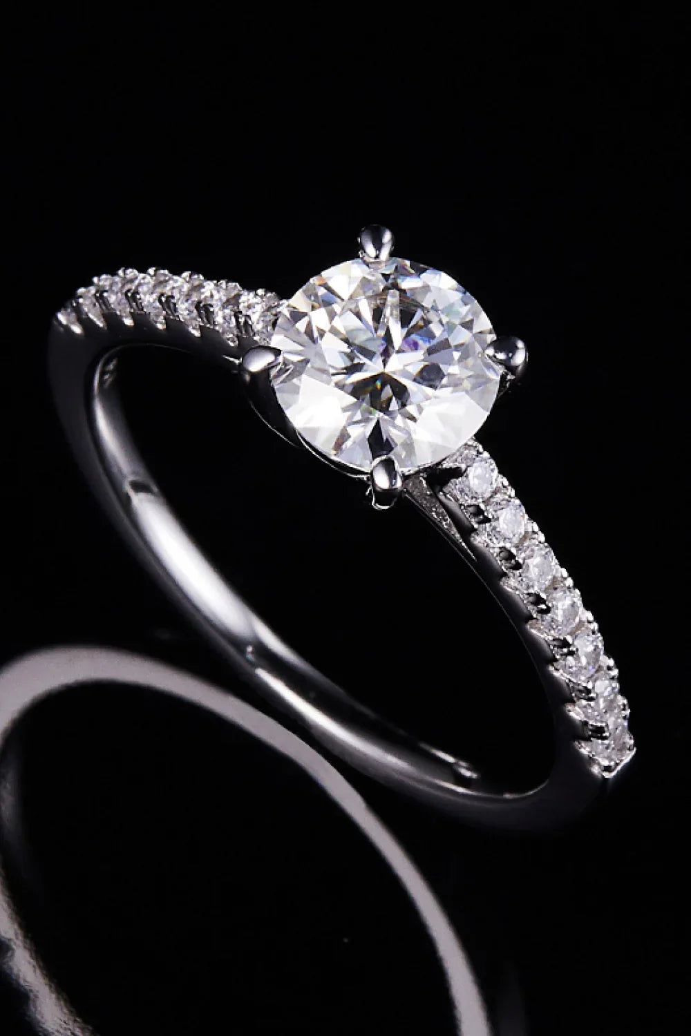 1 Carat Moissanite 925 Sterling Silver Side Stone Ring - VAleG