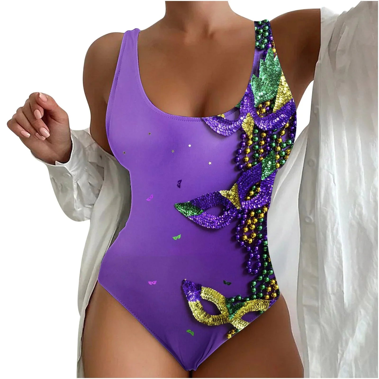 Women's Seaside Beach Swimsuit 3D Contrast Color One-piece Swimsuit - VAleG