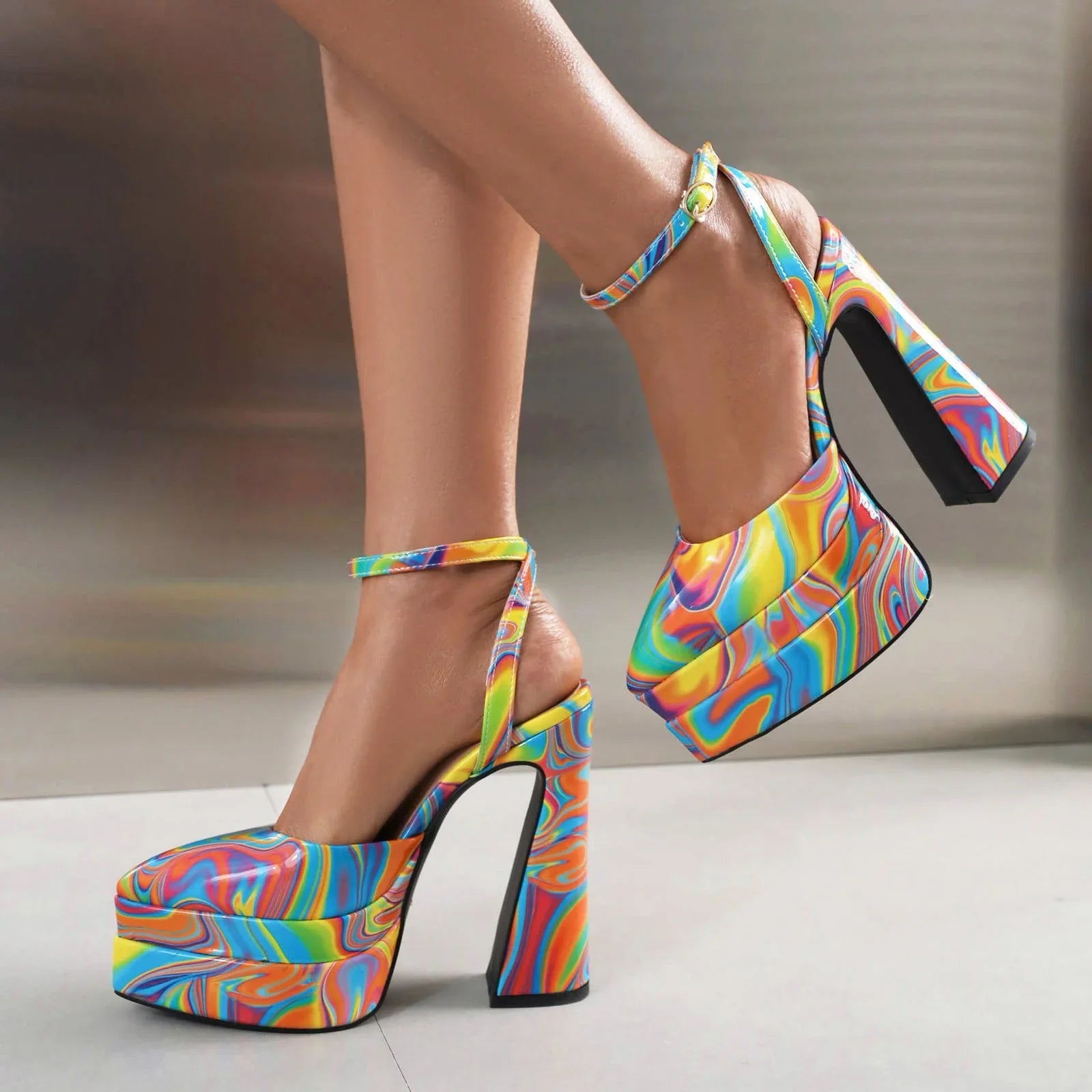 Women's High Heels Foreign Trade Leopard Color Waterproof Platform Pointed - VAleG