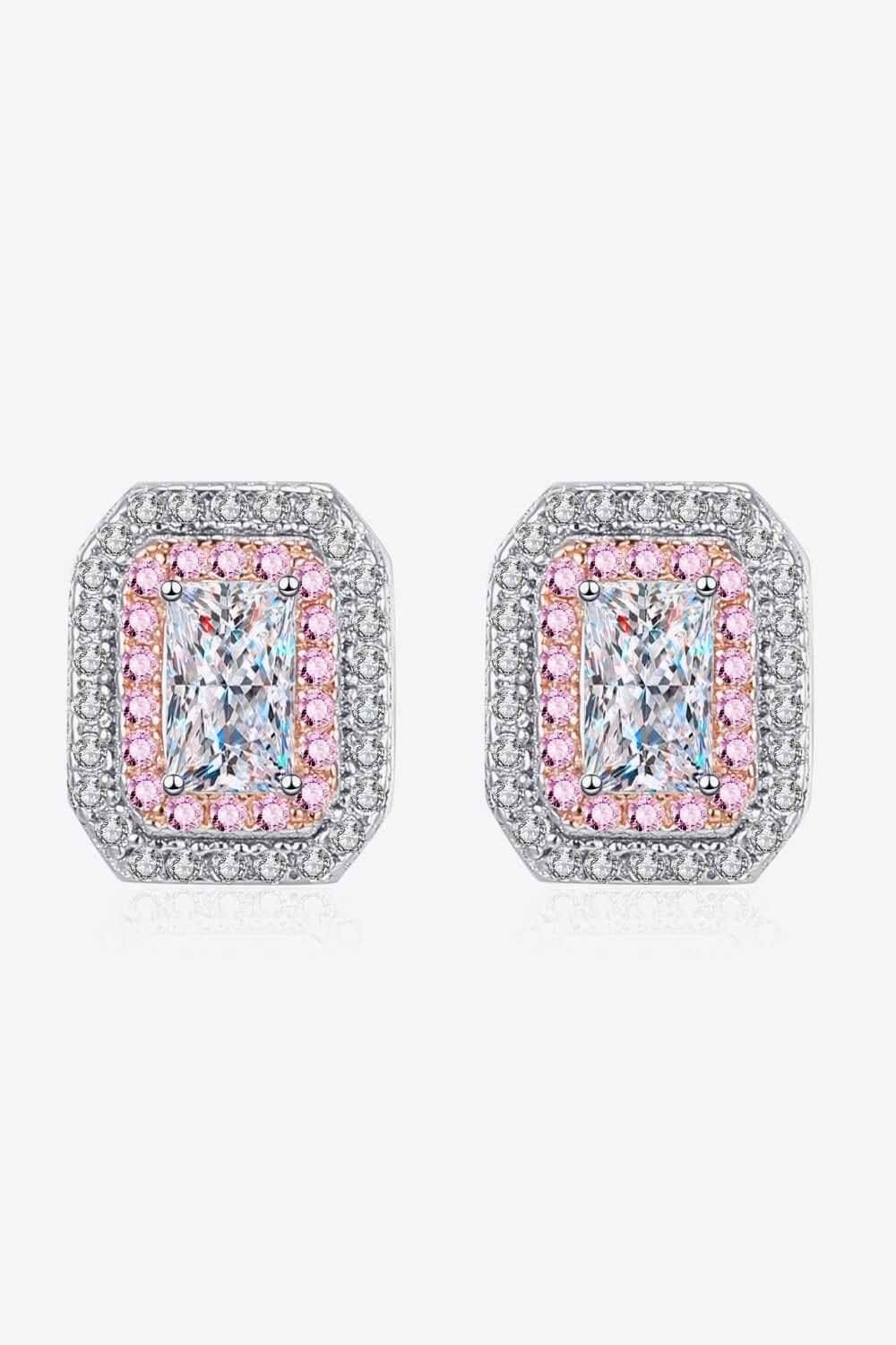 1 Carat Moissanite and Zircon Contrast Geometric Stud Earrings - VAleG