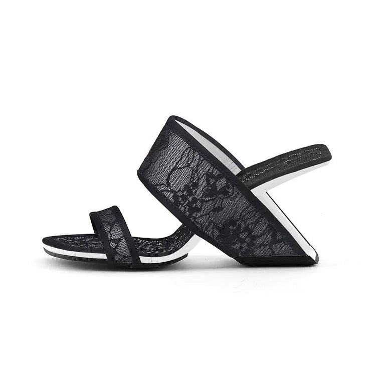 Women's Lace Embroidered Slippers Hollow-out Wedge - VAleG