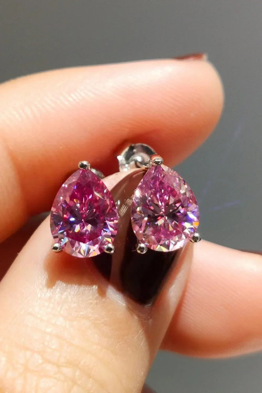 2 Carat Teardrop Moissanite Platinum-Plated Stud Earrings - VAleG