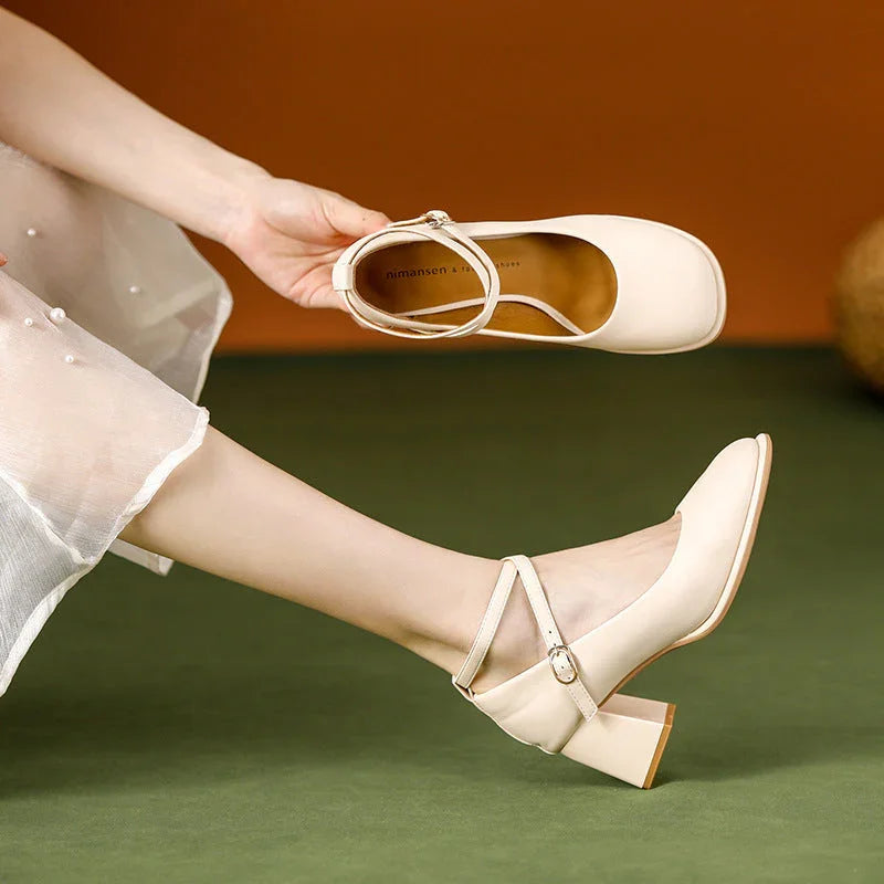 Women's Chunky Heel High Heel Shoes Strap - VAleG