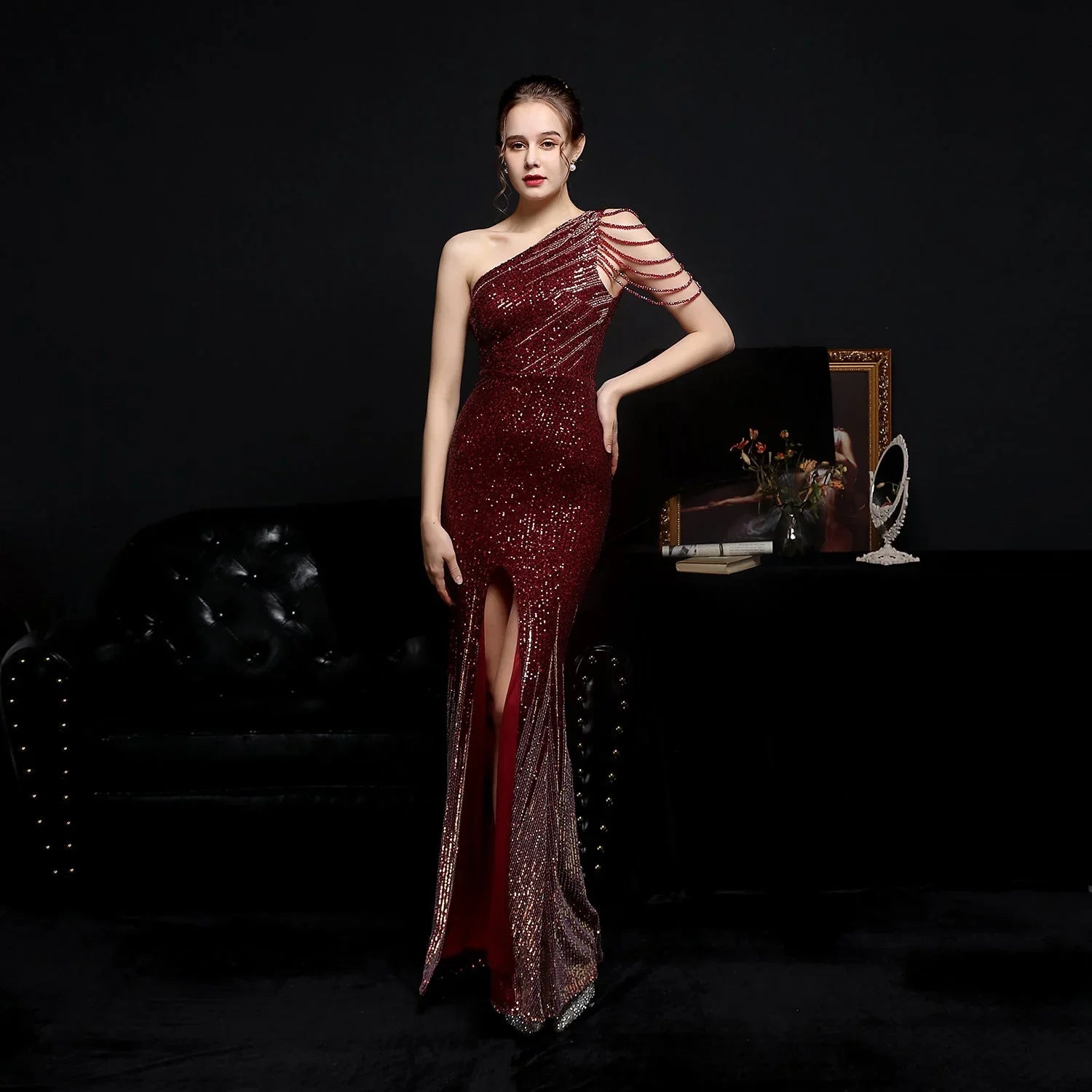 Party Evening Dress Sexy Long Section Was Thin Toast Bride - VAleG