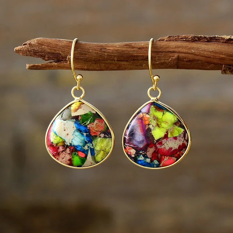 18K Gold-Plated Natural Stone Earrings - VAleG