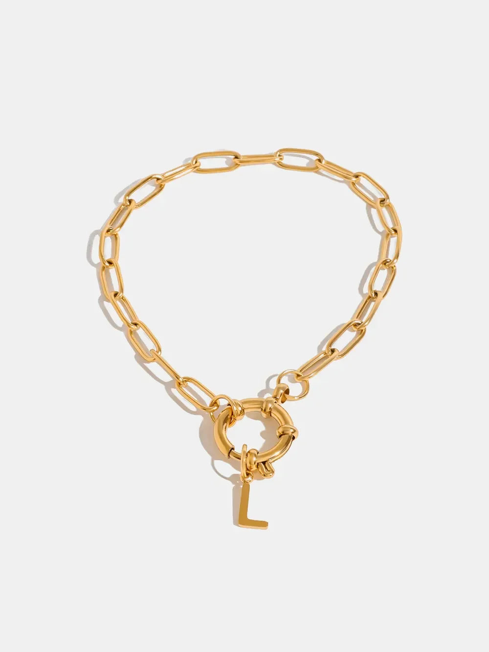 18K Gold-Plated Stainless Steel Letter L Bracelet - VAleG