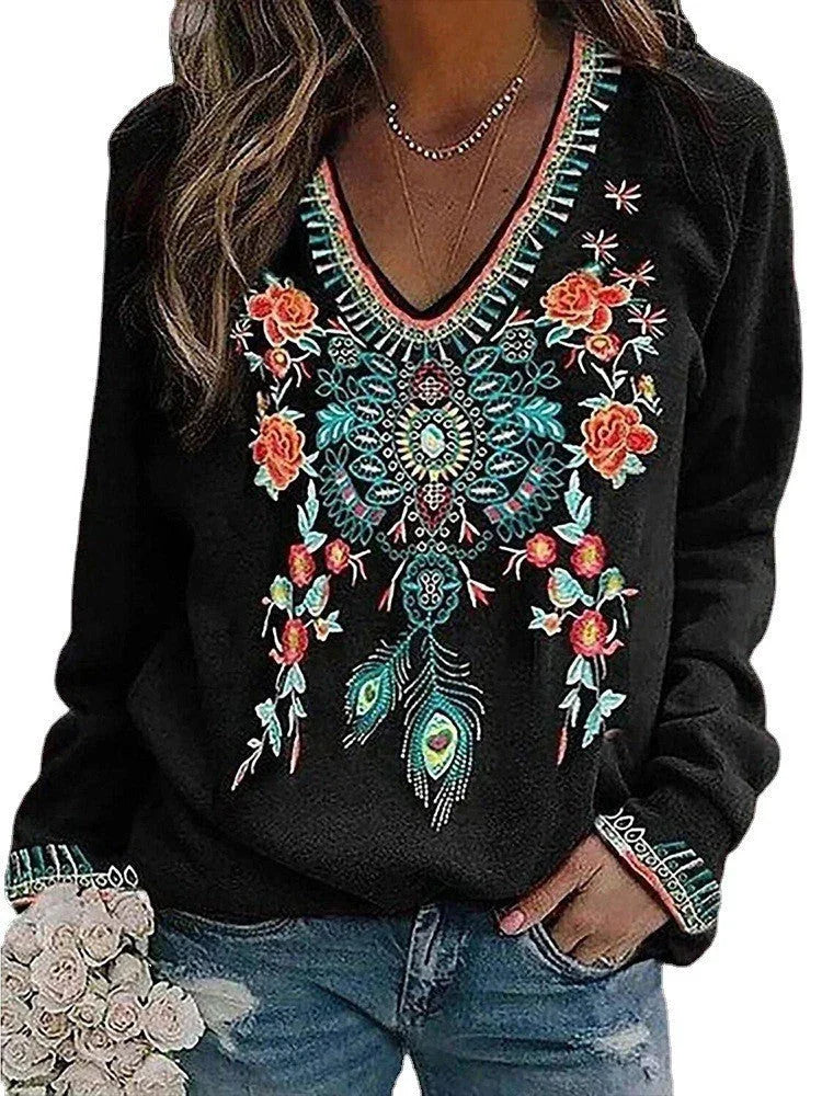 Lapel Ethnic Style Spring And Autumn Long Sleeve Bottoming Shirt - VAleG