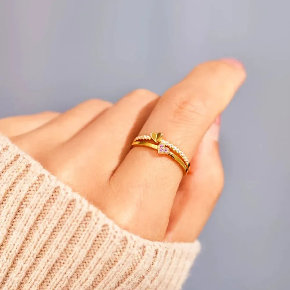 18K Gold-Plated 925 Sterling Silver Double-Layered Ring - VAleG