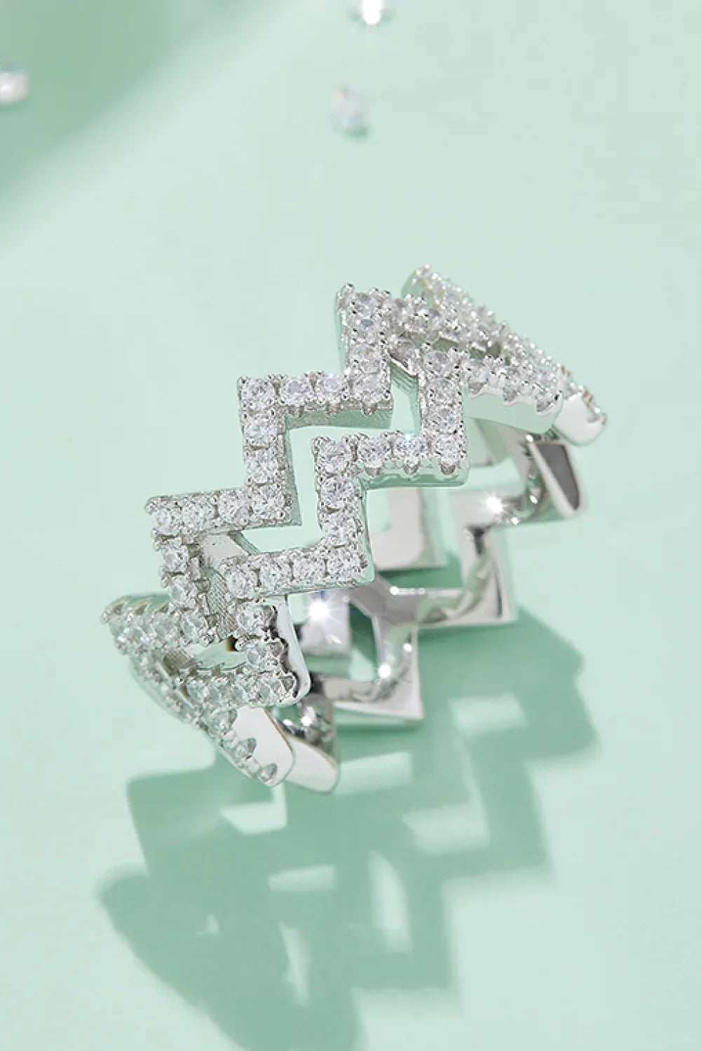 Adored Moissanite Zigzag Stacking Rings - VAleG