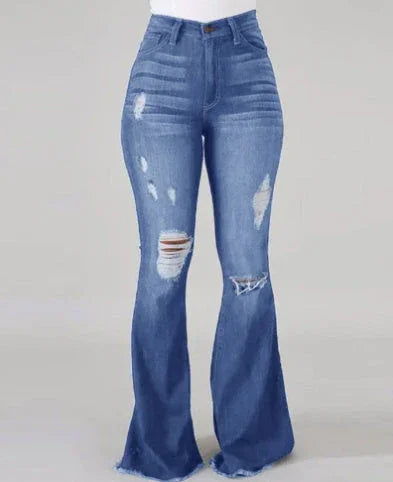 Fashion Women's Slim-fit Buttocks Ripped Jeans - VAleG