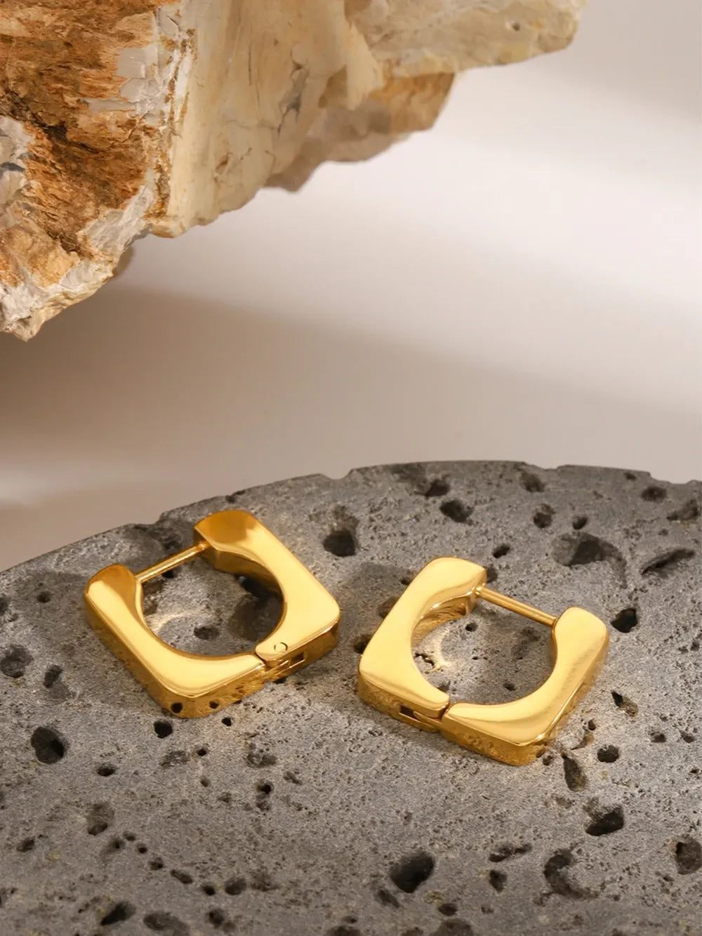 18K Gold-Plated Stainless Steel Square Earrings - VAleG
