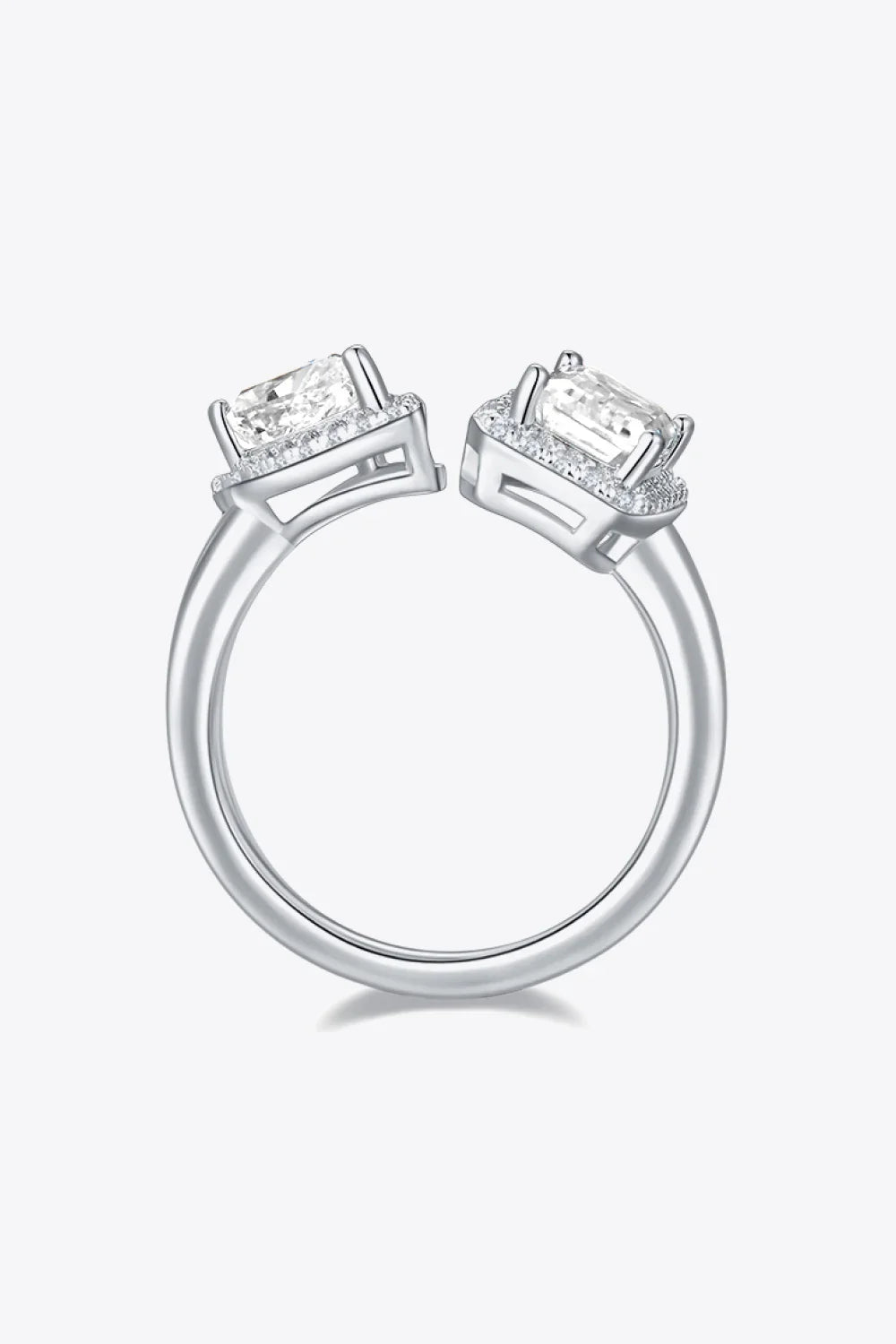 1 Carat Moissanite 925 Sterling Silver Open Ring - VAleG