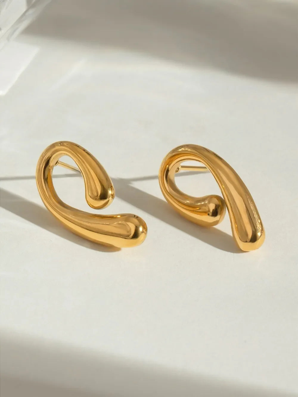 18K Gold-Plated Stainless Steel Geometric Shape Earrings - VAleG