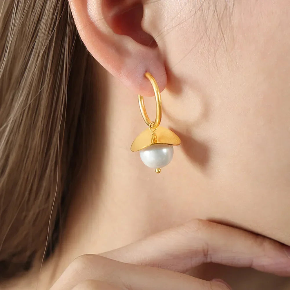 18K Gold-Plated Bead Dangle Earrings - VAleG