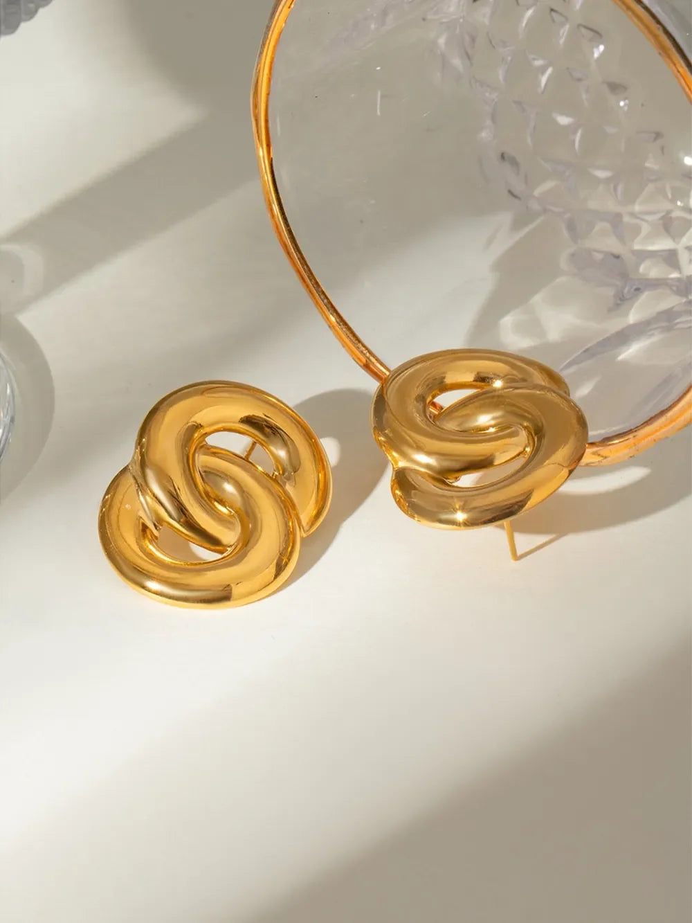 18K Gold-Plated Stainless Steel Knotted Earrings - VAleG