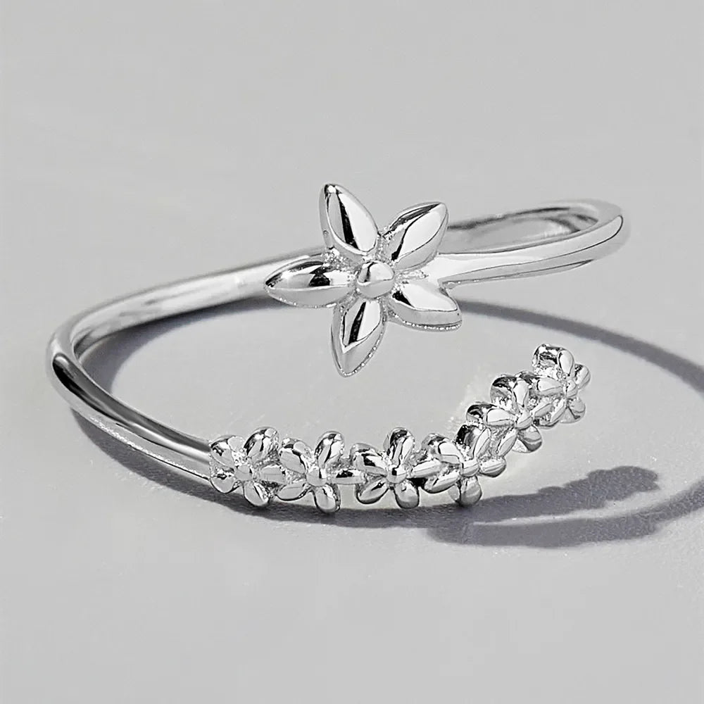 925 Sterling Silver Flower Ring - VAleG