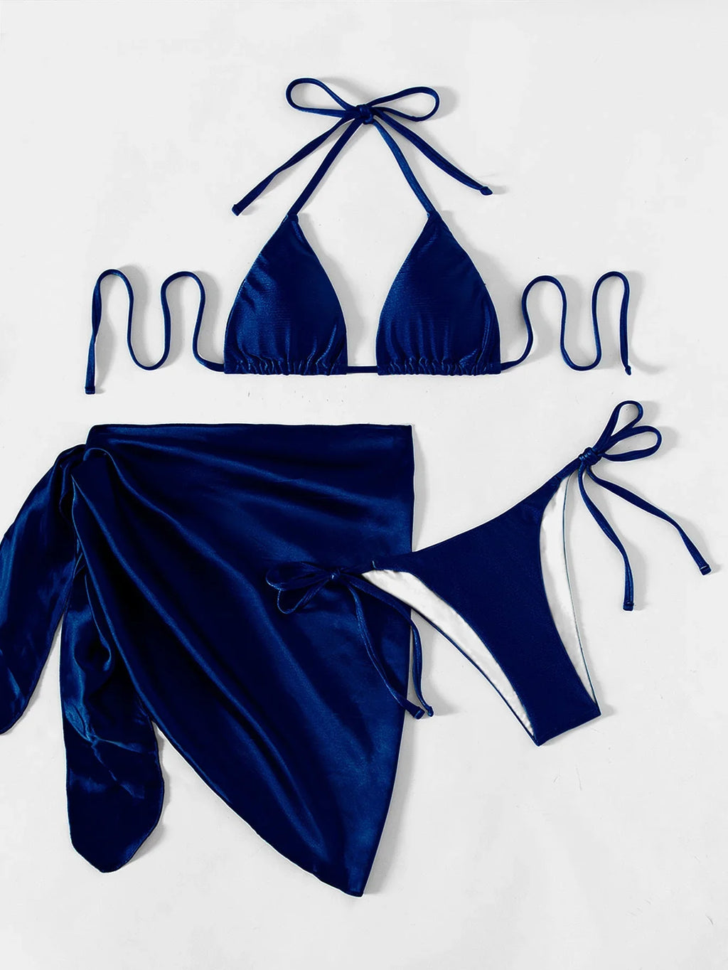 Satin Fabric Three-piece Beach Bikini - VAleG
