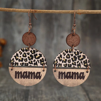 Wooden Leopard Round Shape Earrings - VAleG