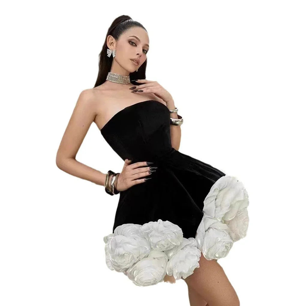 Top Short Skirt Three-dimensional Flower Pettiskirt French Cross-border Dress - VAleG
