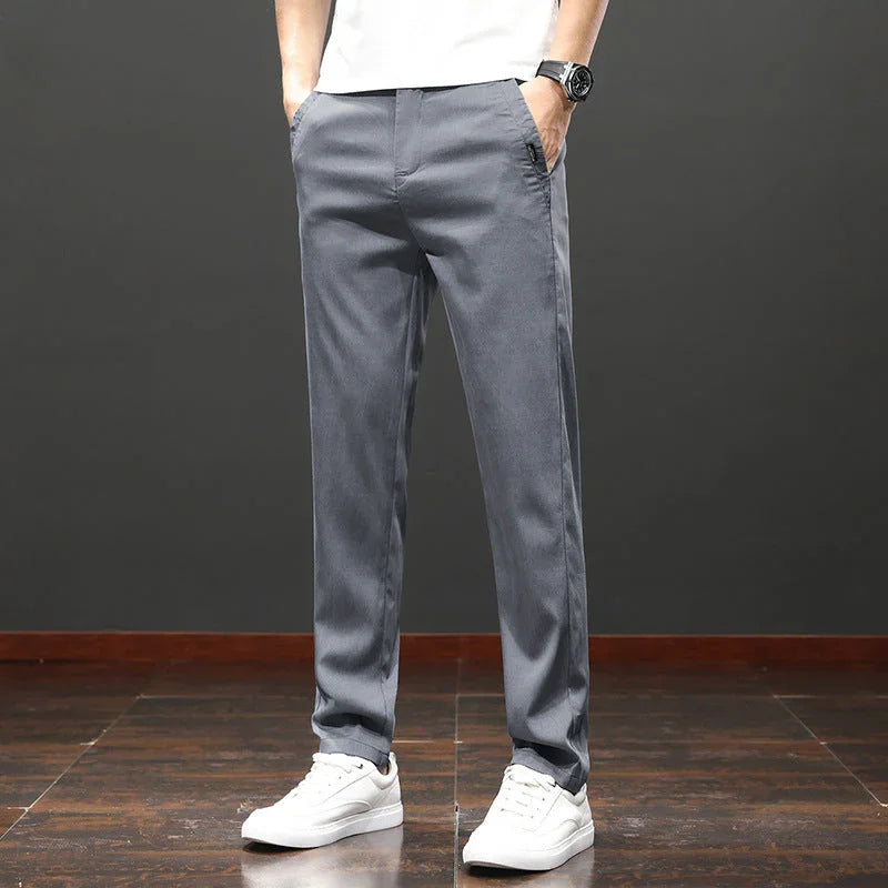 Tencel Lyocell Light And Easy To Care Slim-fitting Straight Pants Men's - VAleG