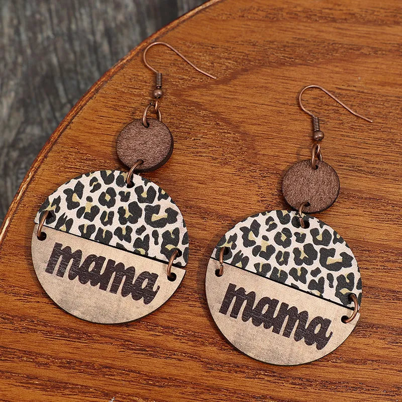 Wooden Leopard Round Shape Earrings - VAleG