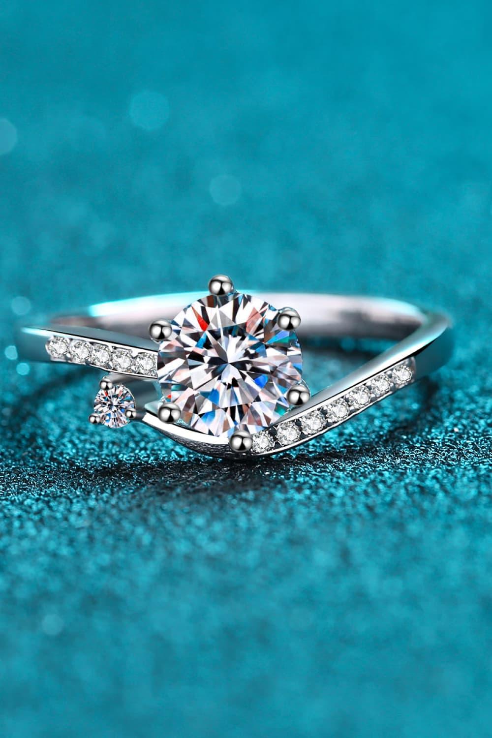 1 Carat Moissanite 925 Sterling Silver Bypass Ring - VAleG