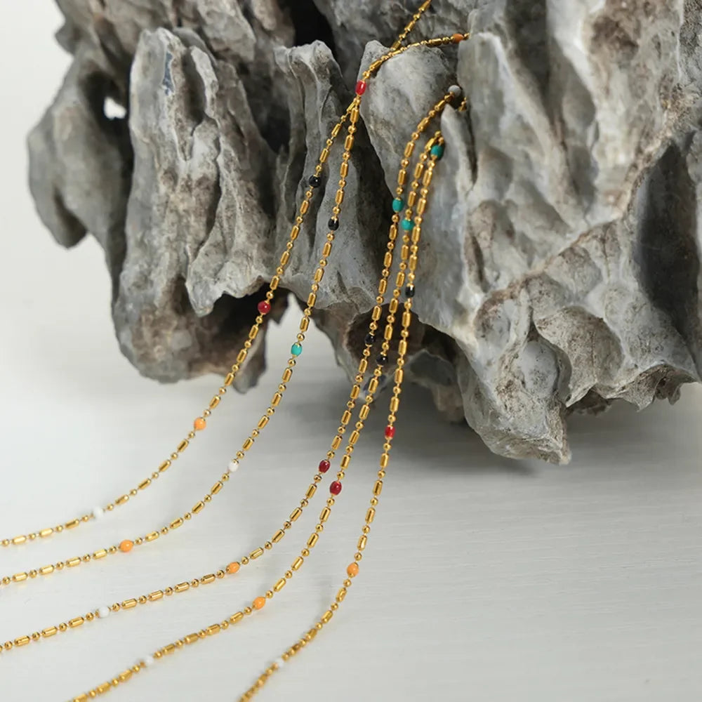 18K Gold-Plated Oil Drip Bead Necklace - VAleG