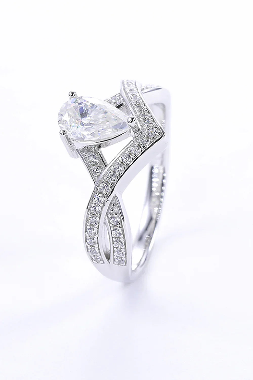 1 Carat Moissanite Teardrop 925 Sterling Silver Ring - VAleG