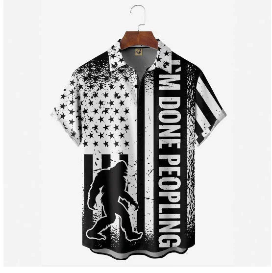Creative 3D Digital Printing Stylish Loose Short Sleeve Shirt - VAleG