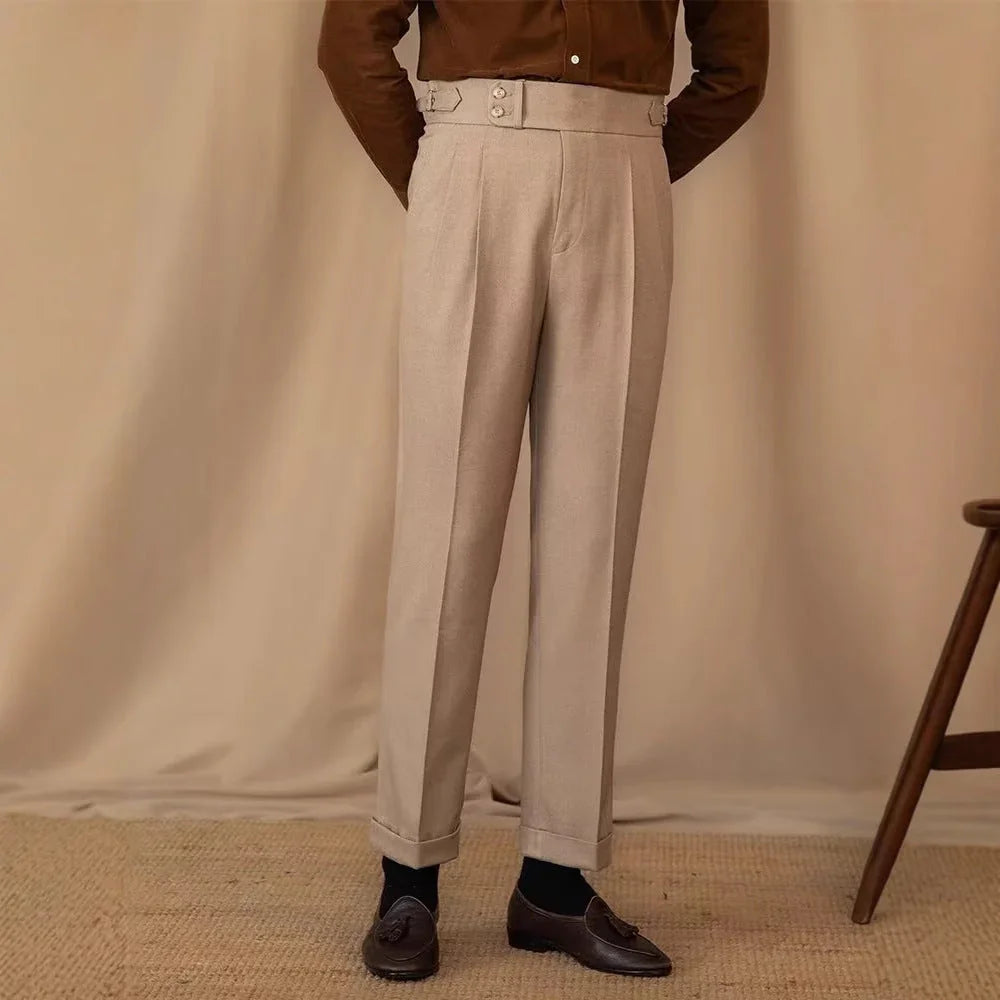 Casual Straight Slim Fit Buckle Suit Pants - VAleG