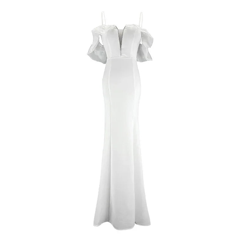 One-neck Low-cut Long Halter Dress - VAleG