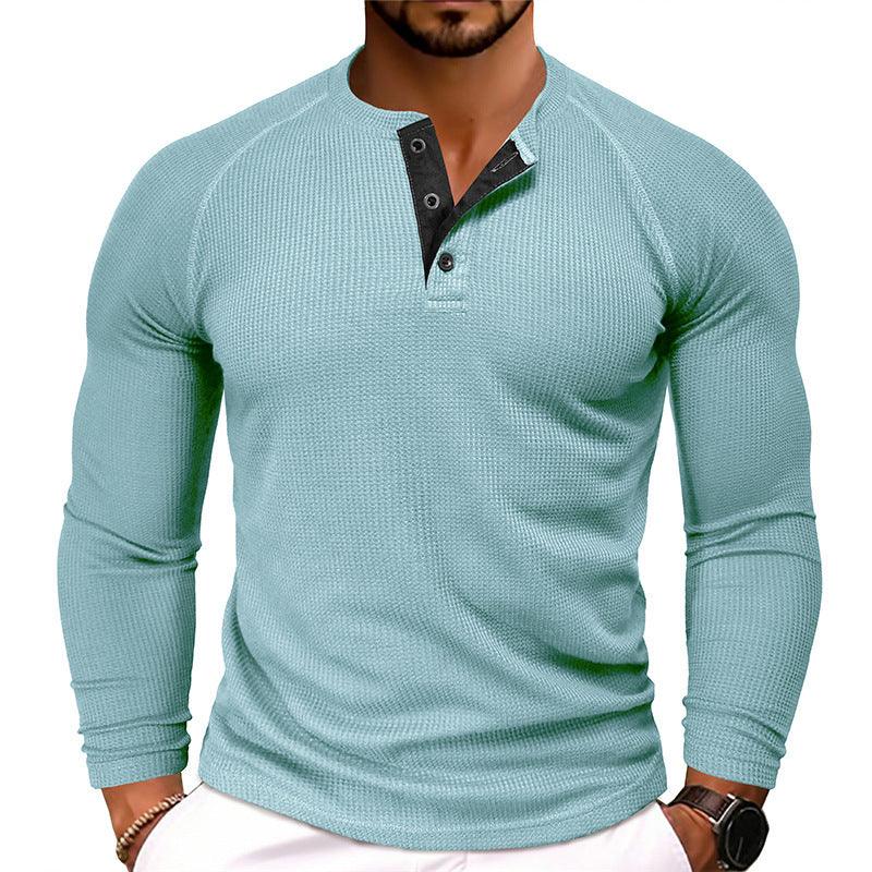 Men's Round Neck Waffle Casual T-shirt - VAleG