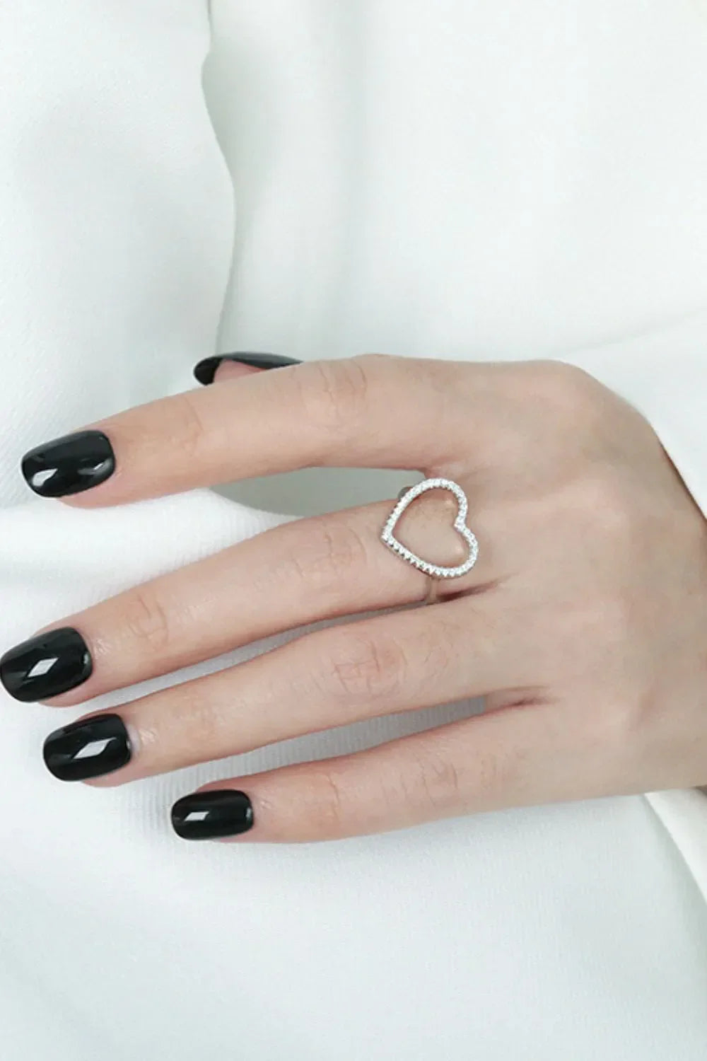 925 Sterling Silver Inlaid Zircon Heart Ring - VAleG