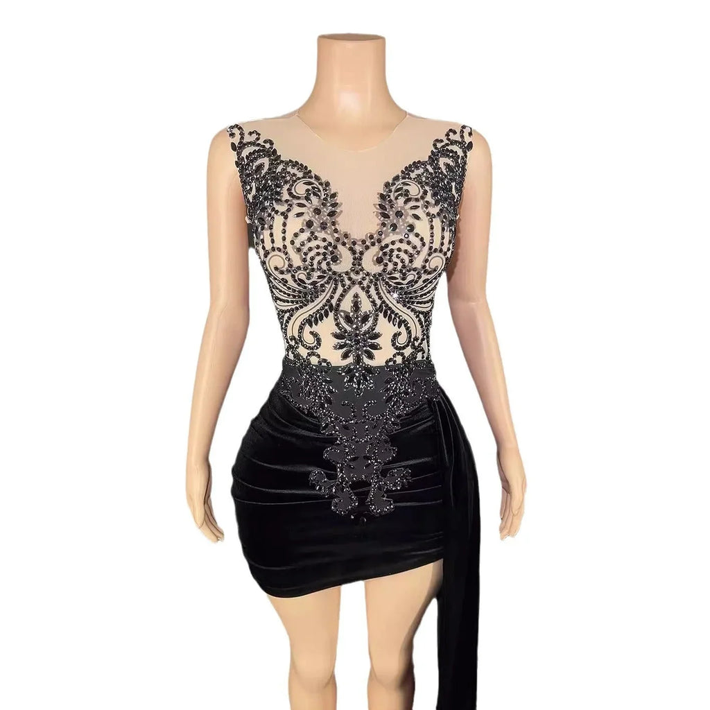 Summer Luxury Evening Dress Female Singer Stage Costume Senior Dress Side Trailing Skirt - VAleG