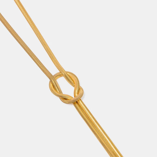 Double Layered Knot Herringbone Choker Necklace - VAleG