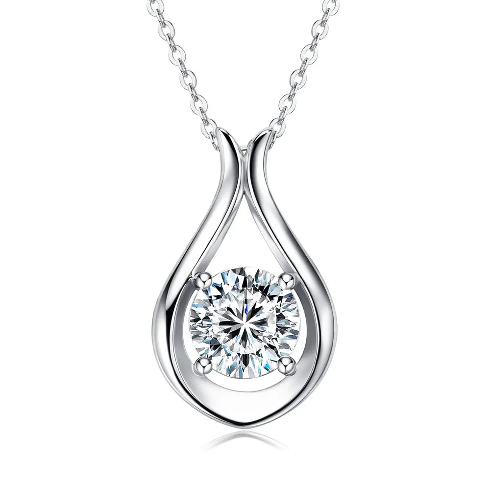 2 Carat Moissanite 925 Sterling Silver Pendant Necklace - VAleG