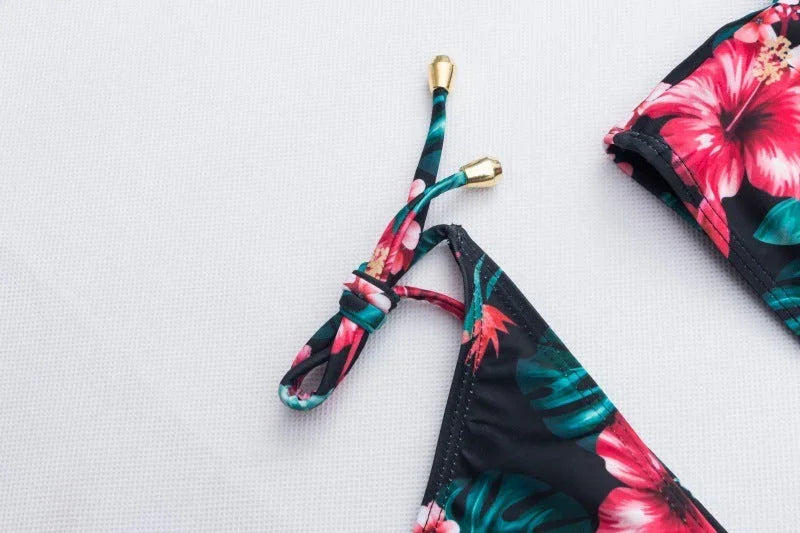 Split swimsuit sexy bikini print swimsuit - VAleG